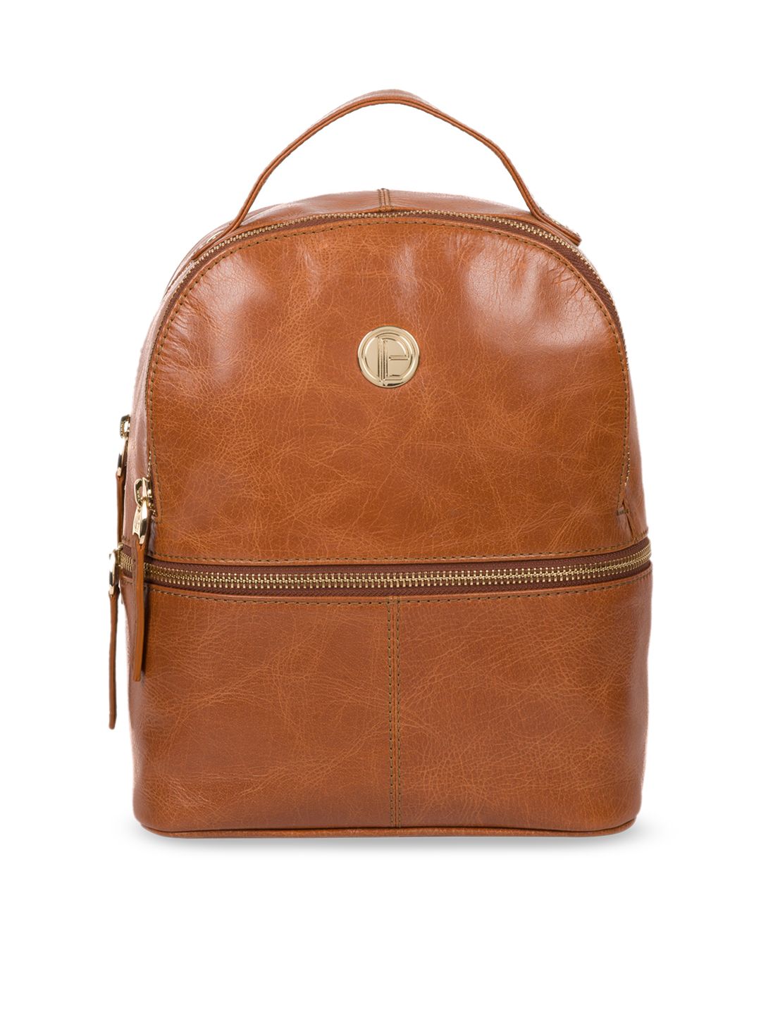 PURE LUXURIES LONDON Women Brown Solid Genuine Leather Lunaria Backpack Price in India