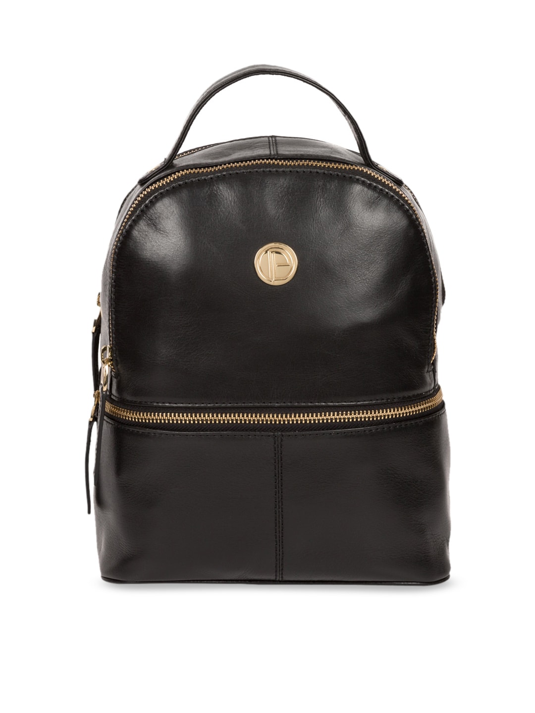 PURE LUXURIES LONDON Women Black Solid Genuine Leather Lunaria Backpack Price in India
