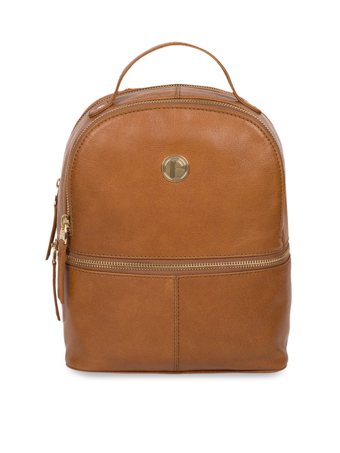 PURE LUXURIES LONDON Women Tan Brown Solid Genuine Leather Lunaria Backpack Price in India