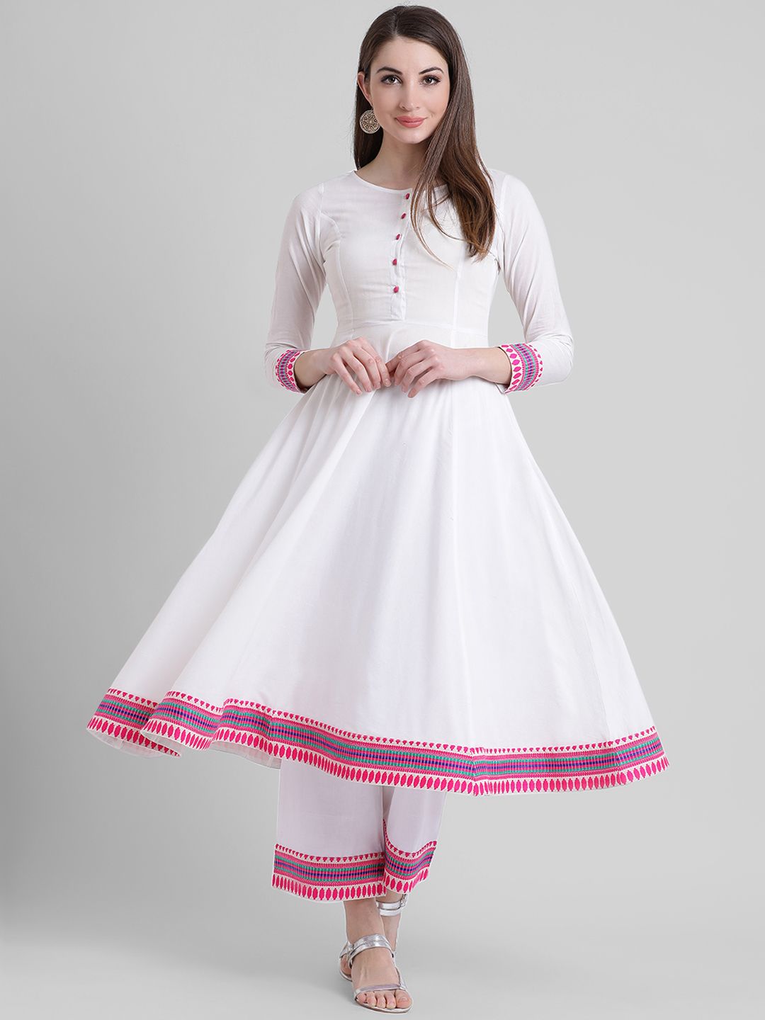 Aayna Women White Striped Kurta with Palazzos Price in India