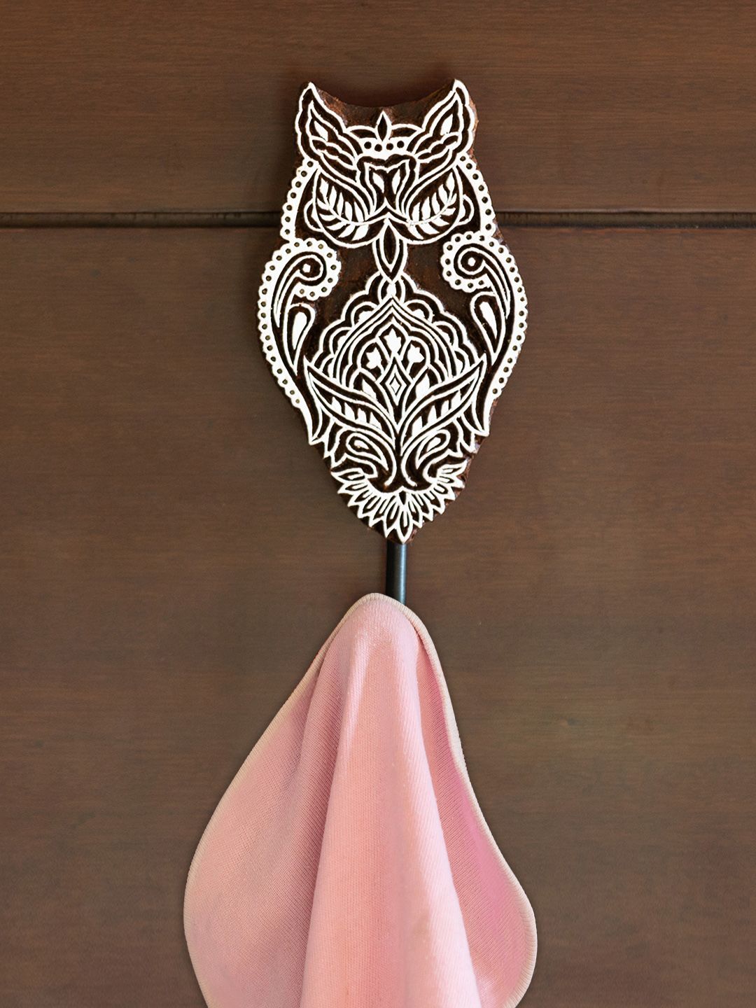 ExclusiveLane Owl Shaped  Sheesham Wood Hand-Carved Block Wall Hook & Towel Holder In Price in India