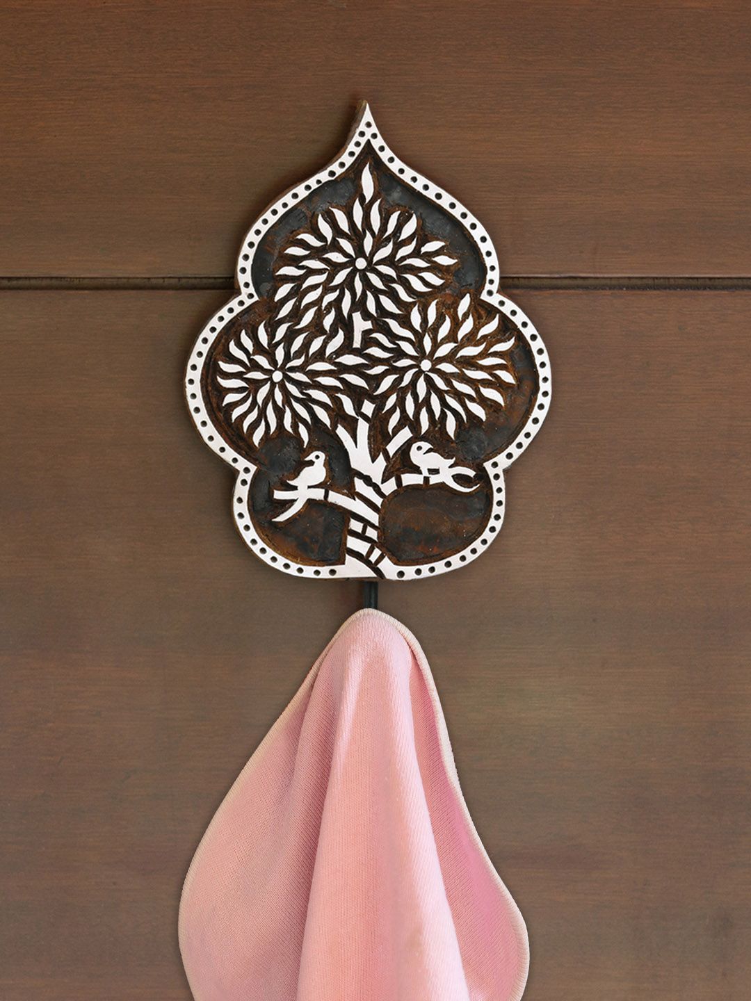 ExclusiveLane Tree Shaped Hand-Carved Block Sheesham Wooden Wall Hook Towel Holder In Price in India