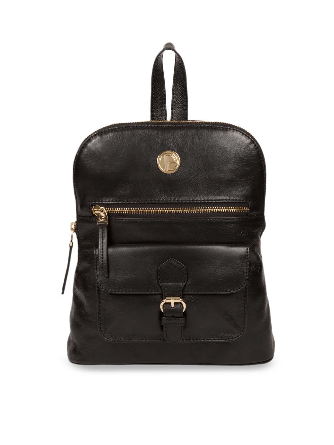 PURE LUXURIES LONDON Women Black Solid Genuine Leather Zinnia Backpack Price in India