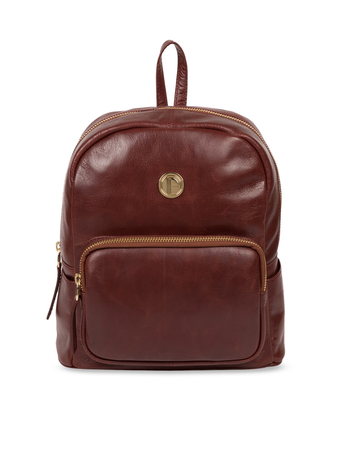 PURE LUXURIES LONDON Women Coffee Brown Solid Genuine Leather Cora Backpack Price in India