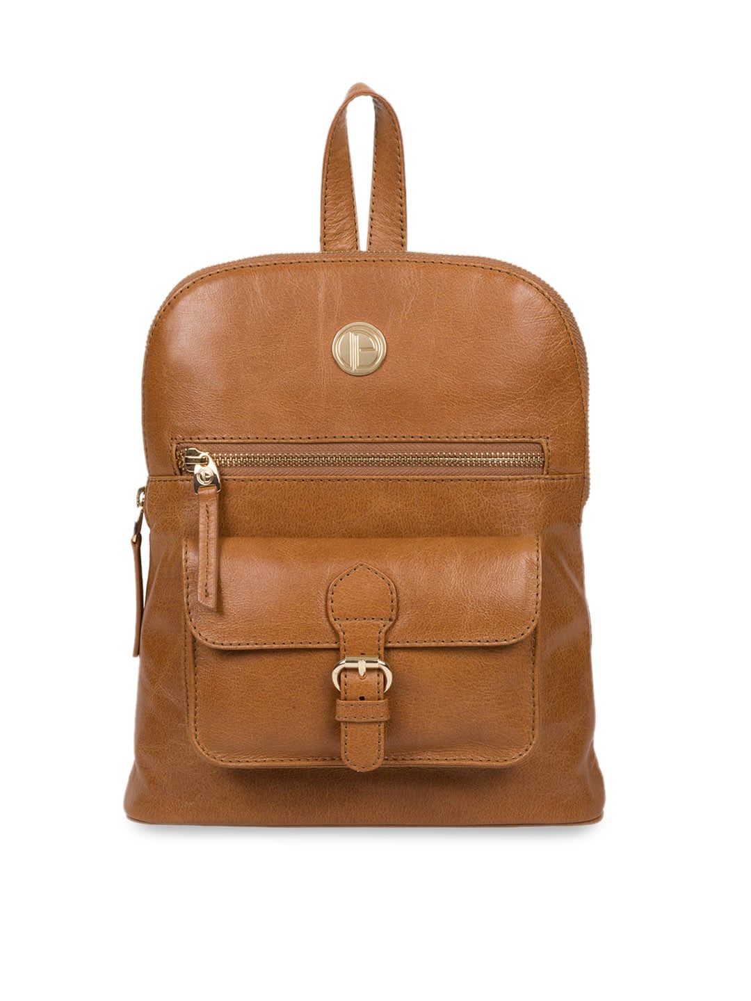 PURE LUXURIES LONDON Women Tan Brown Solid Genuine Leather Zinnia Backpack Price in India