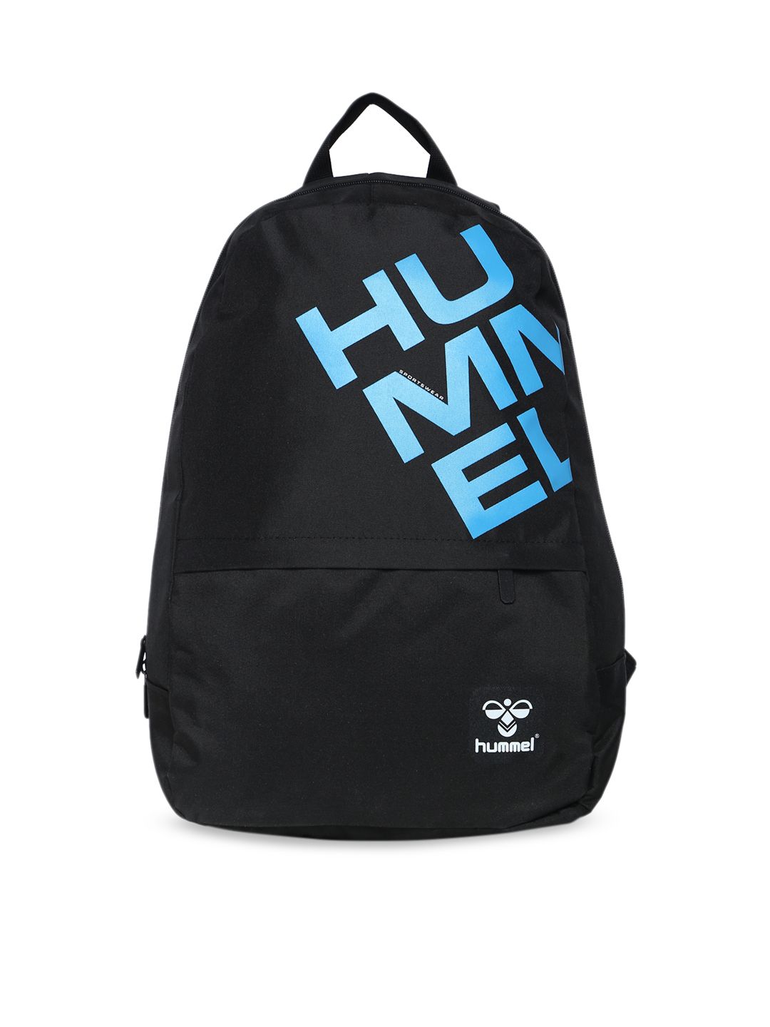 hummel Unisex Black & Blue Typography Backpack Price in India
