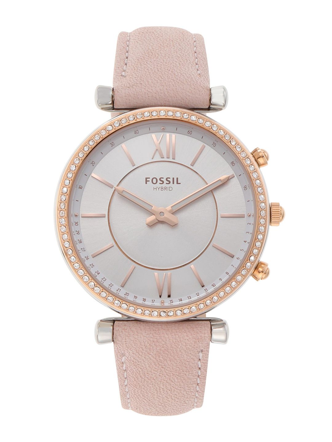 Fossil Carlie Women Pink Leather Analog Hybrid Watch FTW5039 Price in India