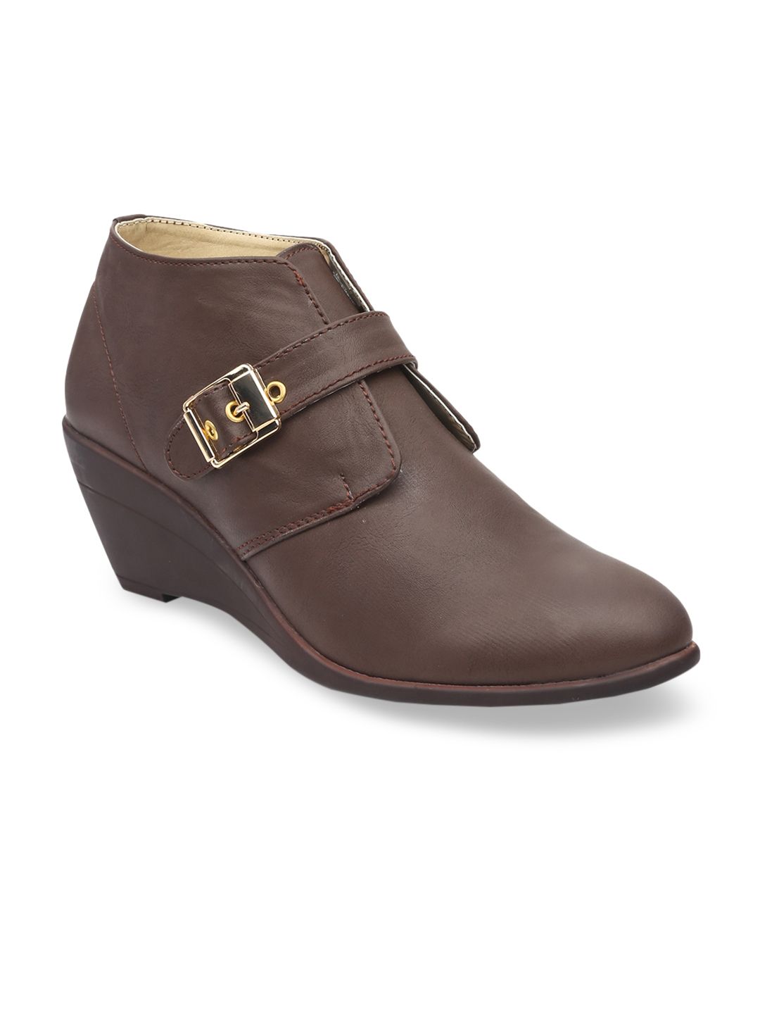 VALIOSAA Women Brown Solid Heeled Boots Price in India