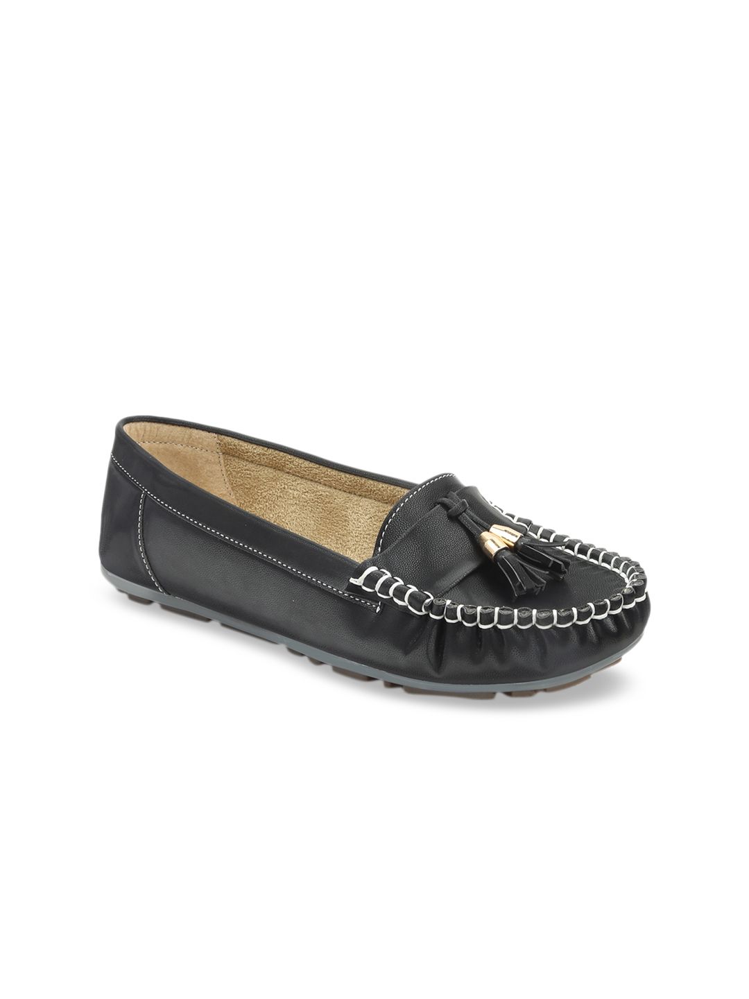 VALIOSAA Women Black Tasseled Loafers Price in India