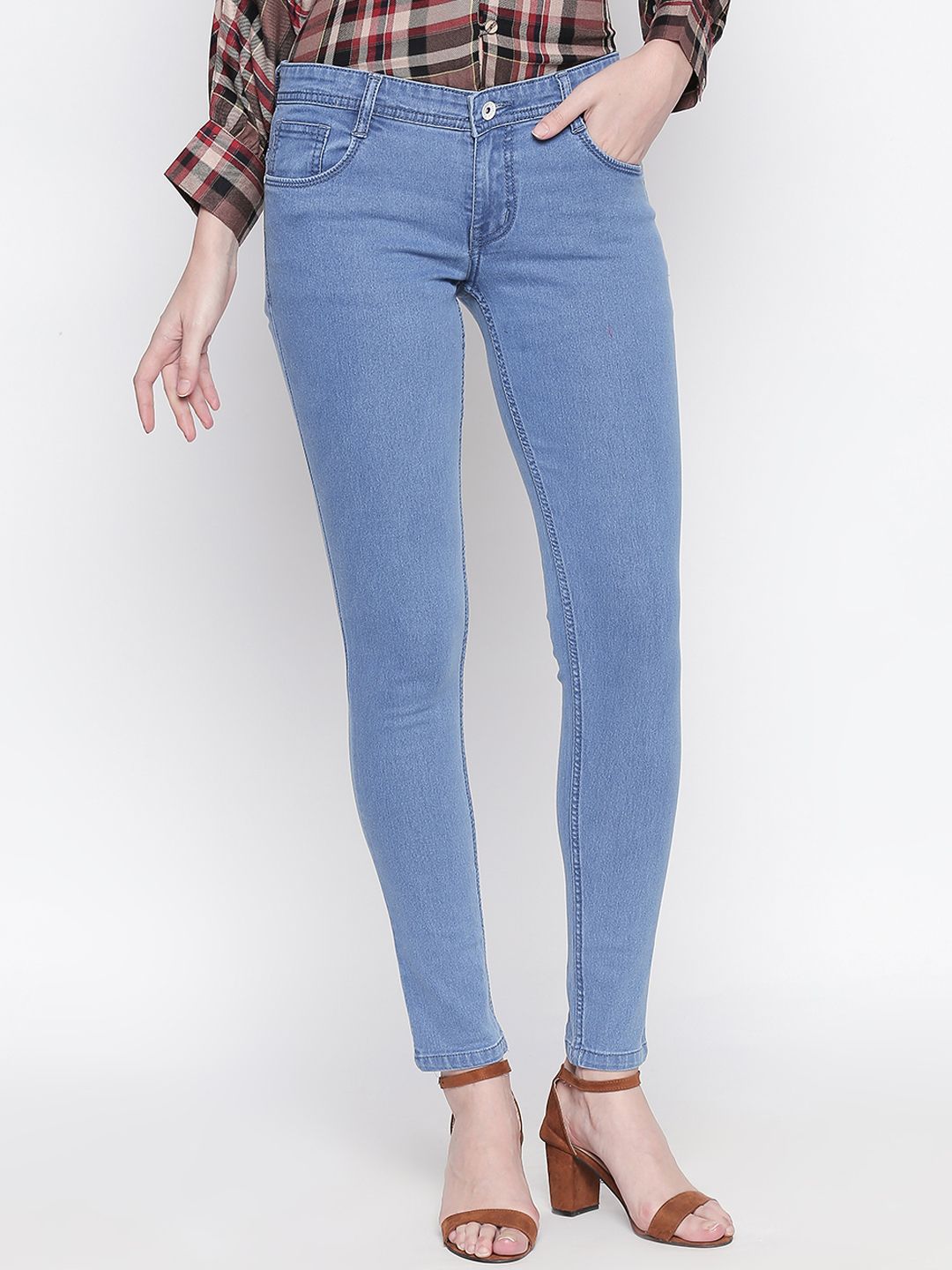 High Star Women Plus Size Blue Slim Fit Mid-Rise Clean Look Stretchable Jeans Price in India
