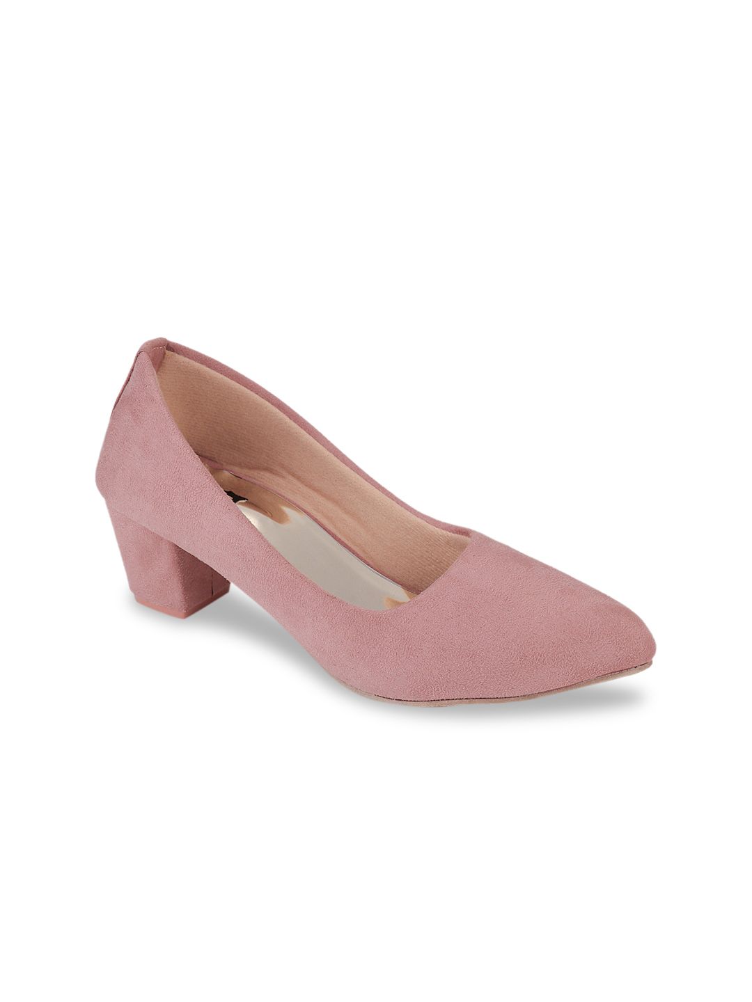 Shoetopia Women Pink Suede Solid Pumps Price in India