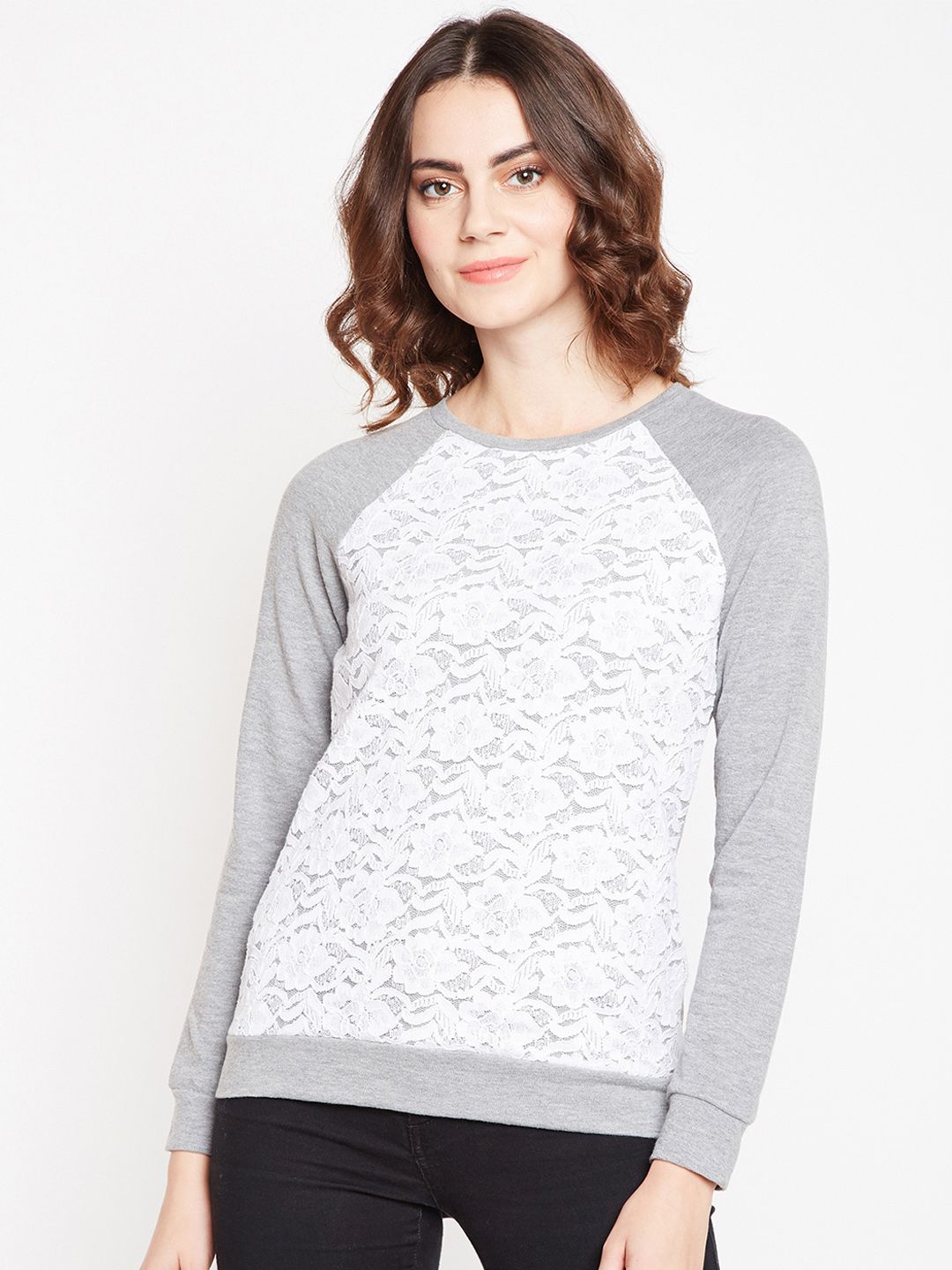 Taanz Women Grey & White Self Design Pullover Sweater Price in India