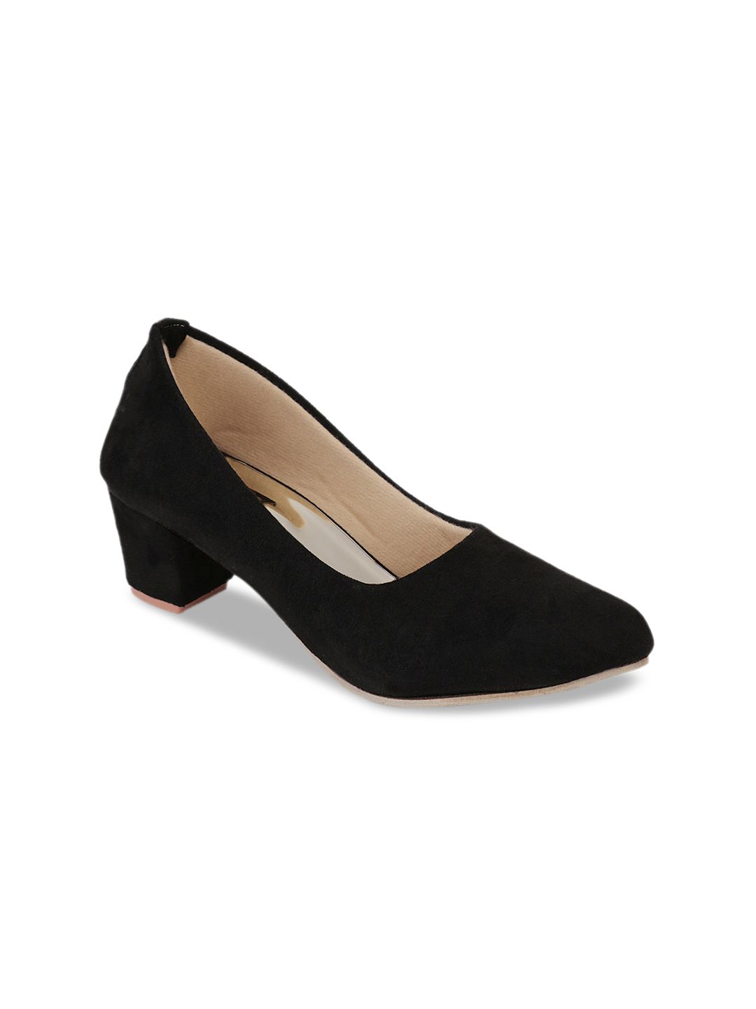 Shoetopia Women Black Suede Solid Pumps Price in India