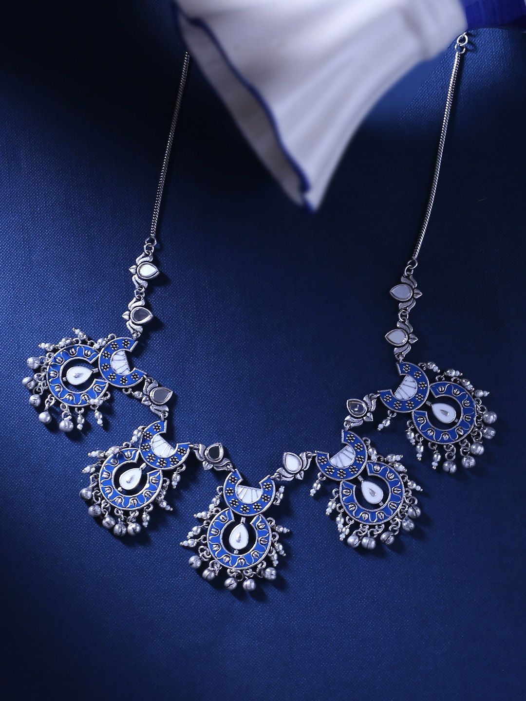 Studio Voylla  Oxidised Silver-Plated Necklace Price in India
