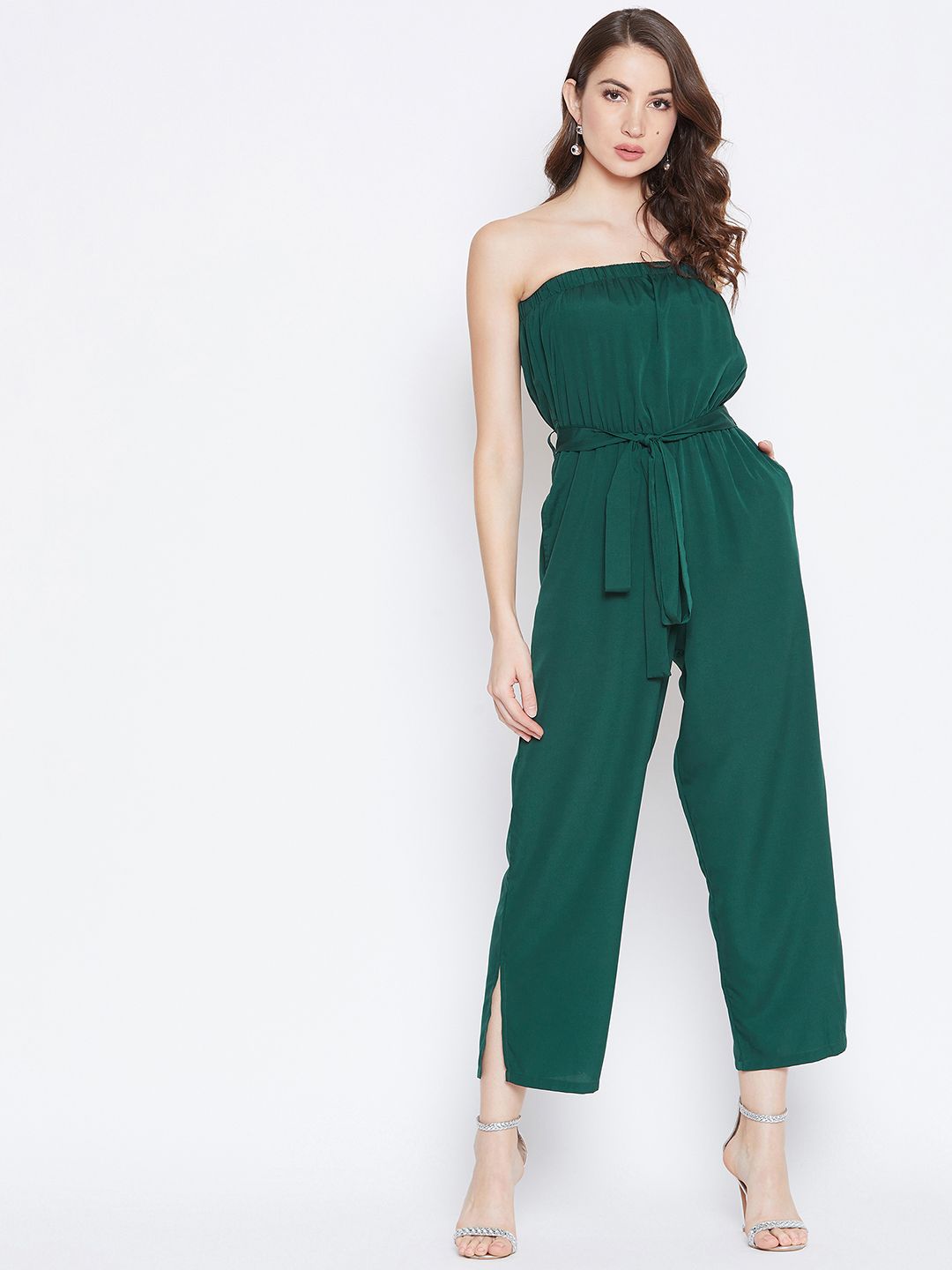 Berrylush Women Green Solid Basic Jumpsuit Price in India
