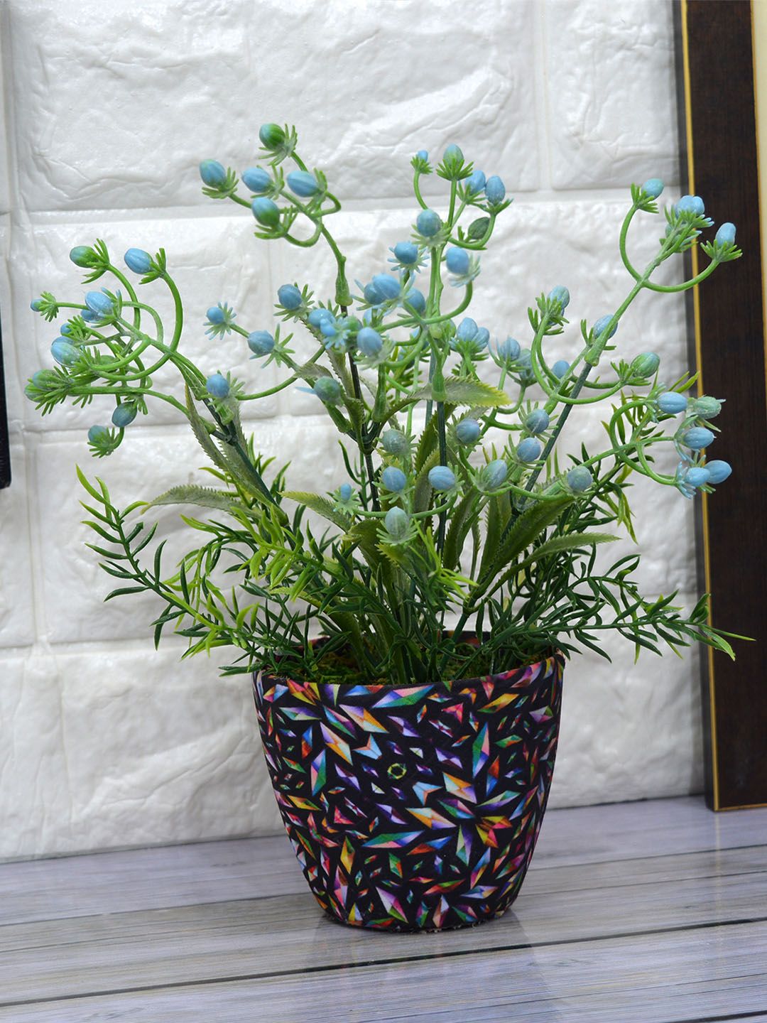 fancy mart Unisex Blue & Green Artificial Milk Weed Plant With Pot Price in India