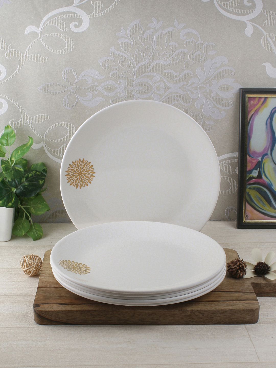 Servewell White 6-Pieces Textured Melamine Plates Set Price in India