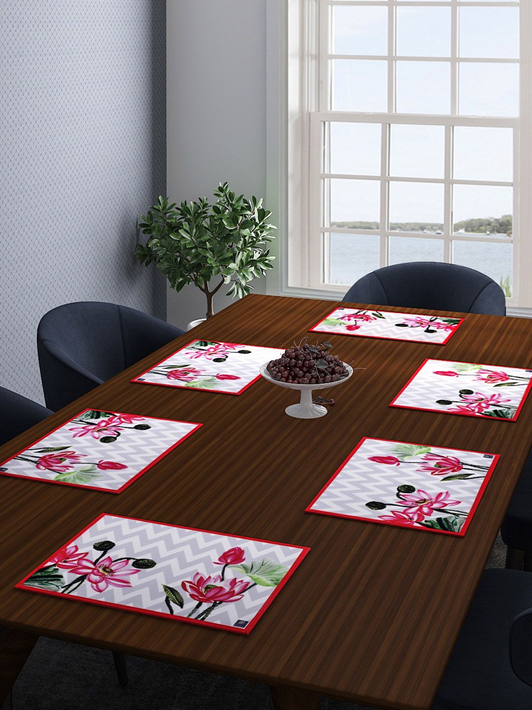 ROMEE Set of 6 Multicoloured Floral Printed Table Mat Price in India
