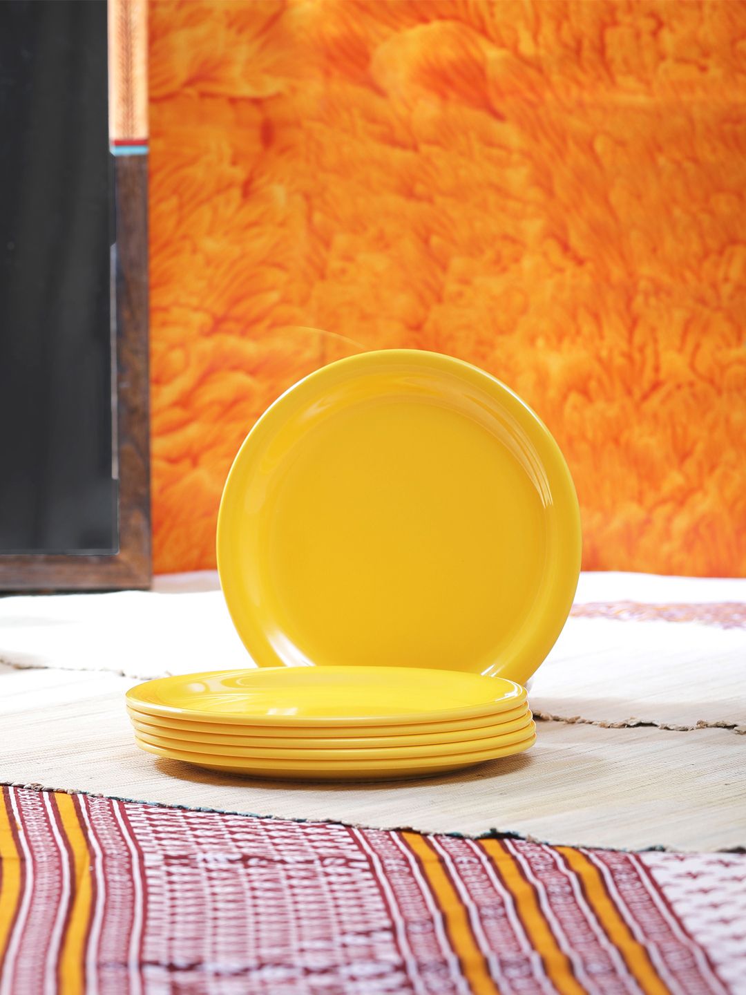 Servewell Yellow 6-Pieces Solid Melamine Plates Set Price in India