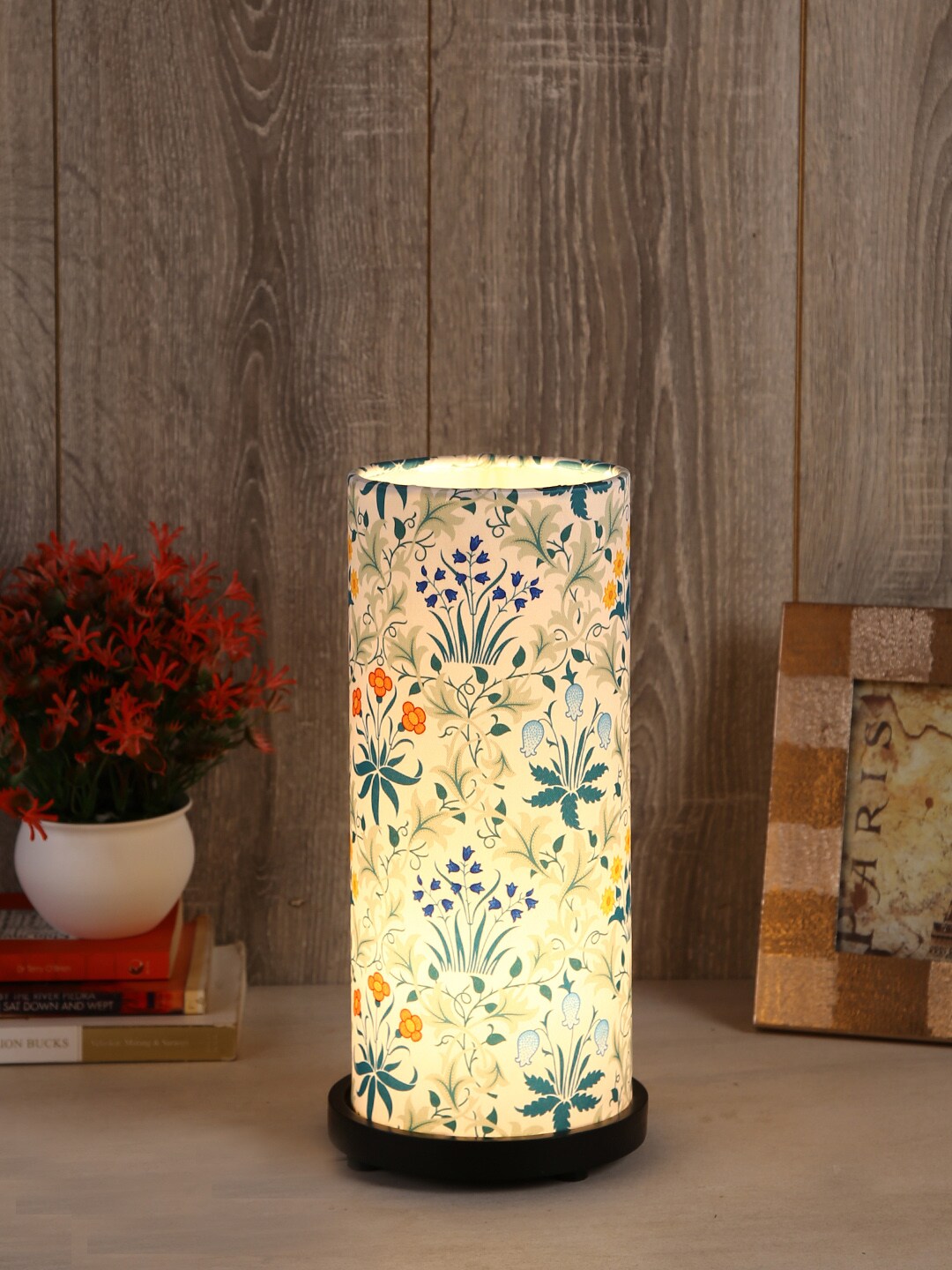 Reinvention Factory Off-White Morris Printed Column Table Lamp Price in India