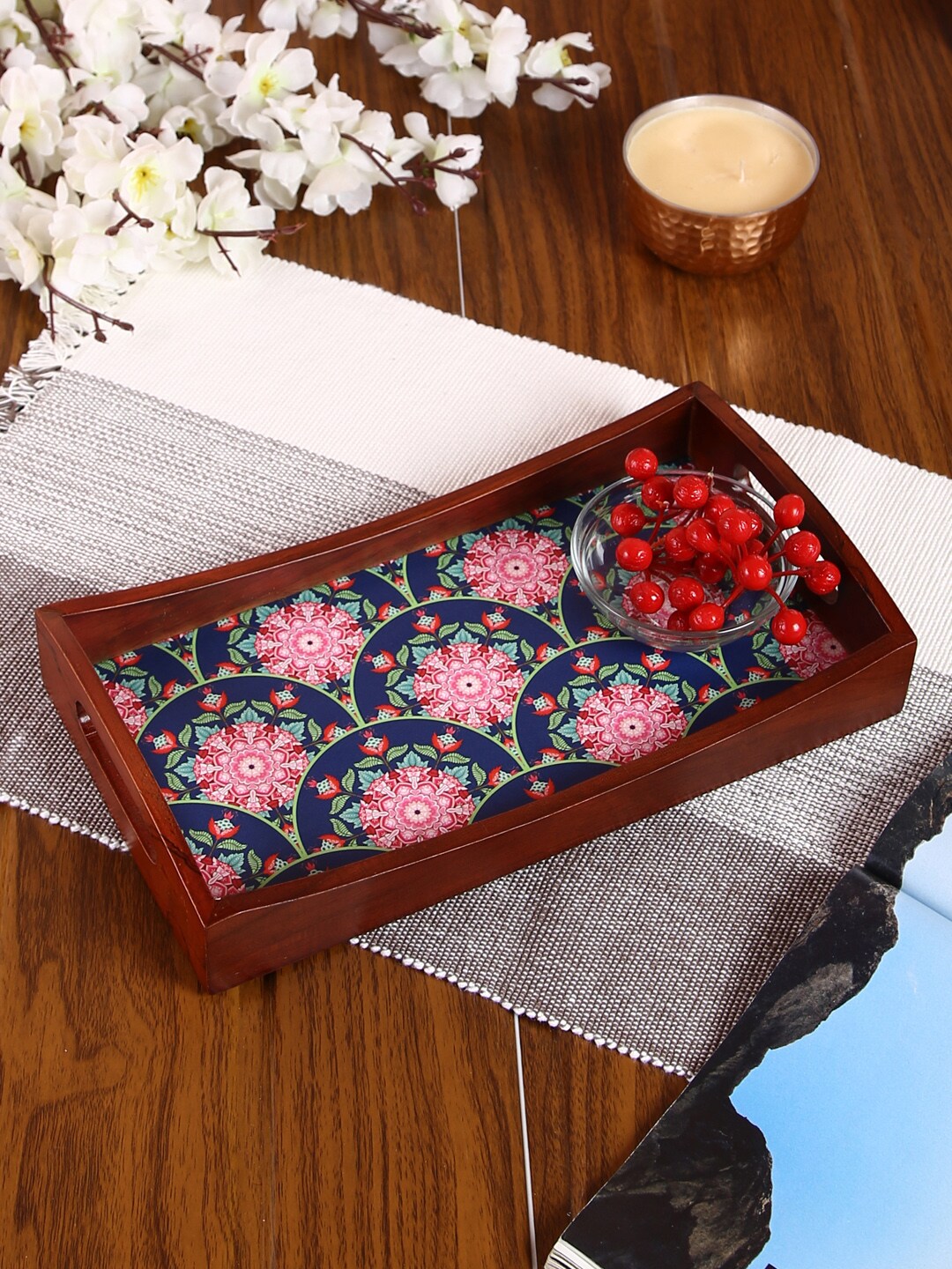 Reinvention Factory Multicoloured Rectangle Printed Serving Trays Price in India