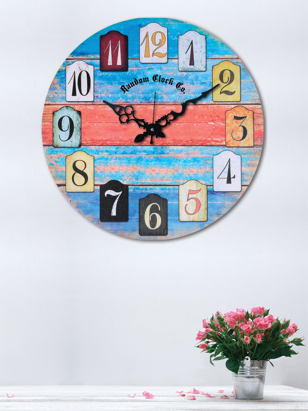 RANDOM Multicoloured Round Printed Analogue Wall Clock Price in India