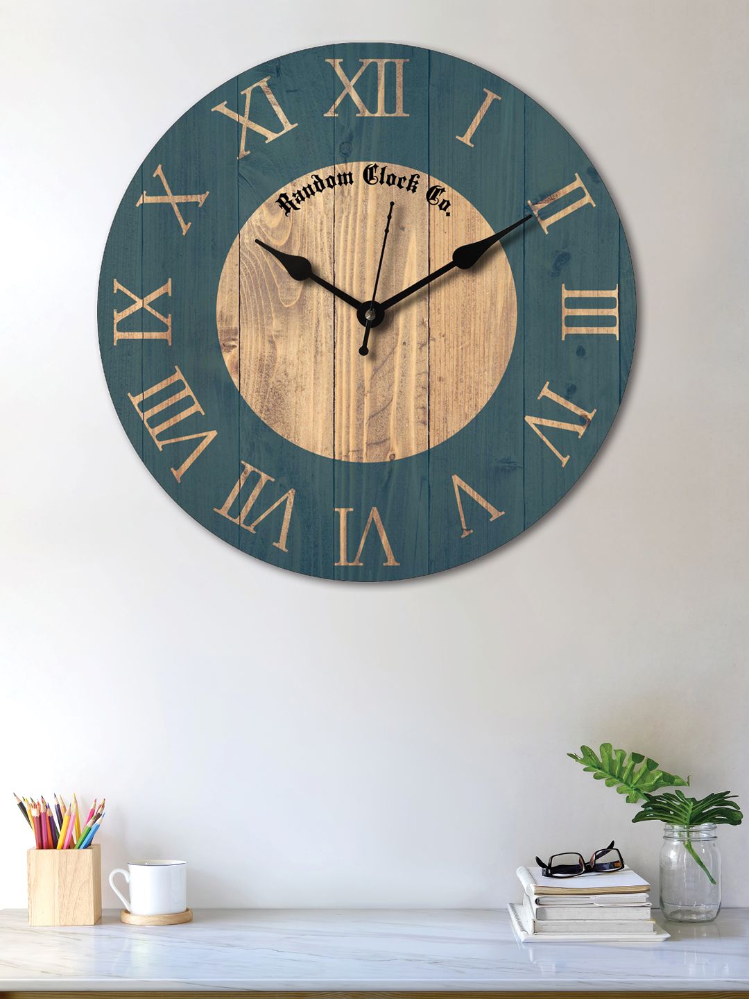 RANDOM Green & Brown Round Printed Analogue Wall Clock Price in India