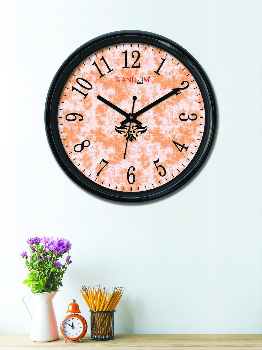 RANDOM Orange Round Printed Analogue Wall Clock 30 cm Price in India