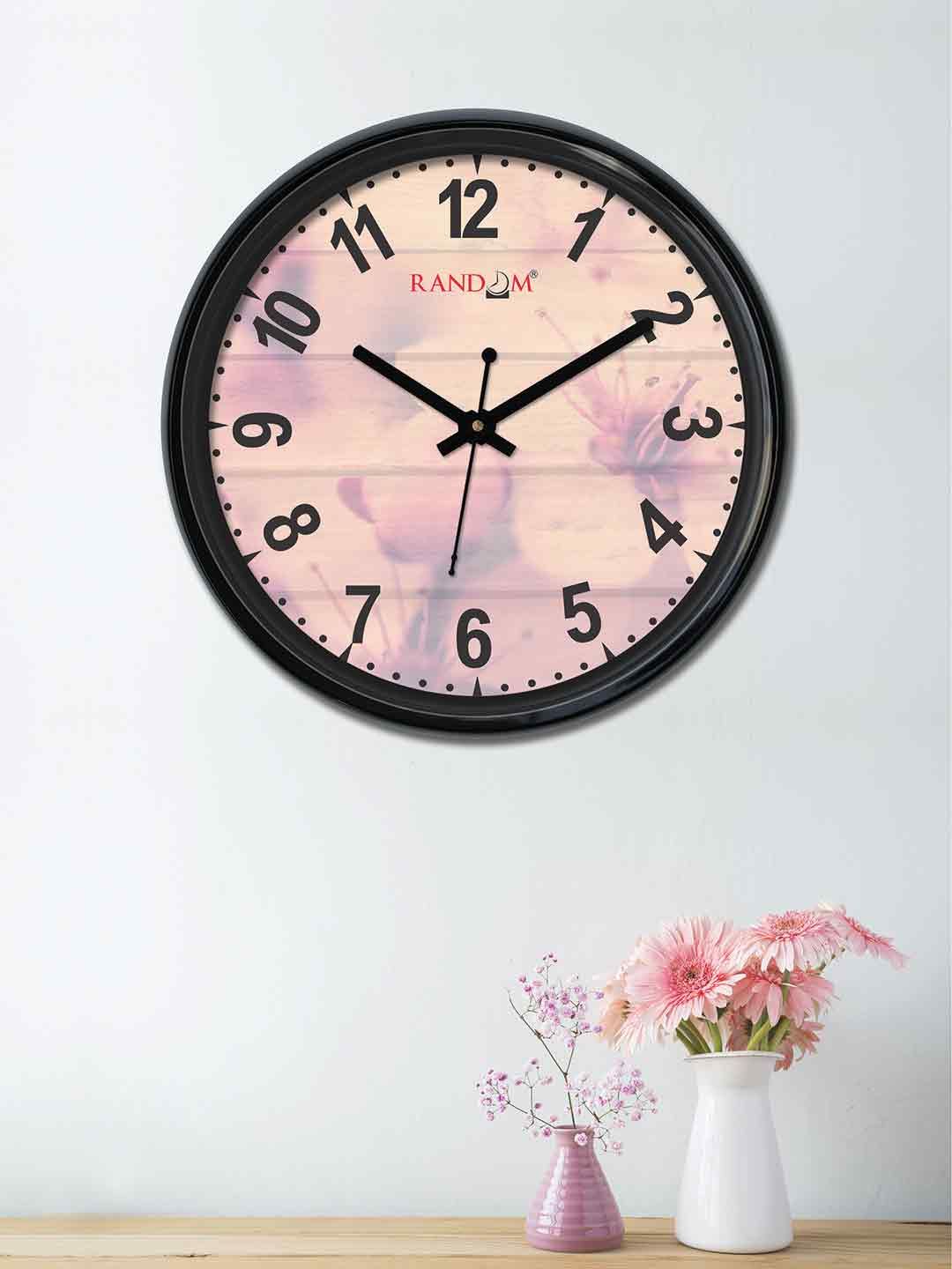 RANDOM Beige Round Printed 30 cm Analogue Wall Clock Price in India