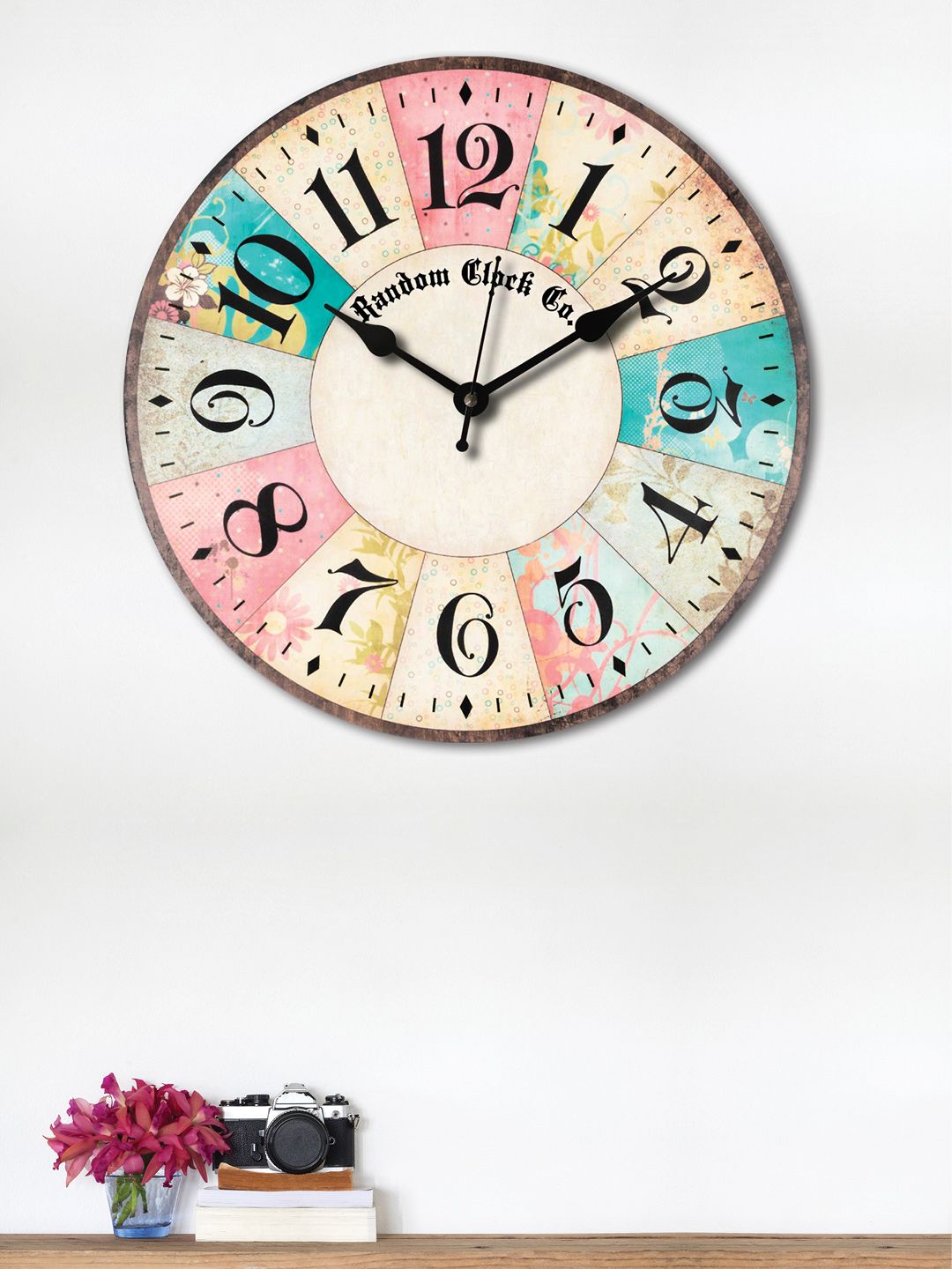 RANDOM Multicoloured Round Printed 30 cm Analogue Wall Clock Price in India