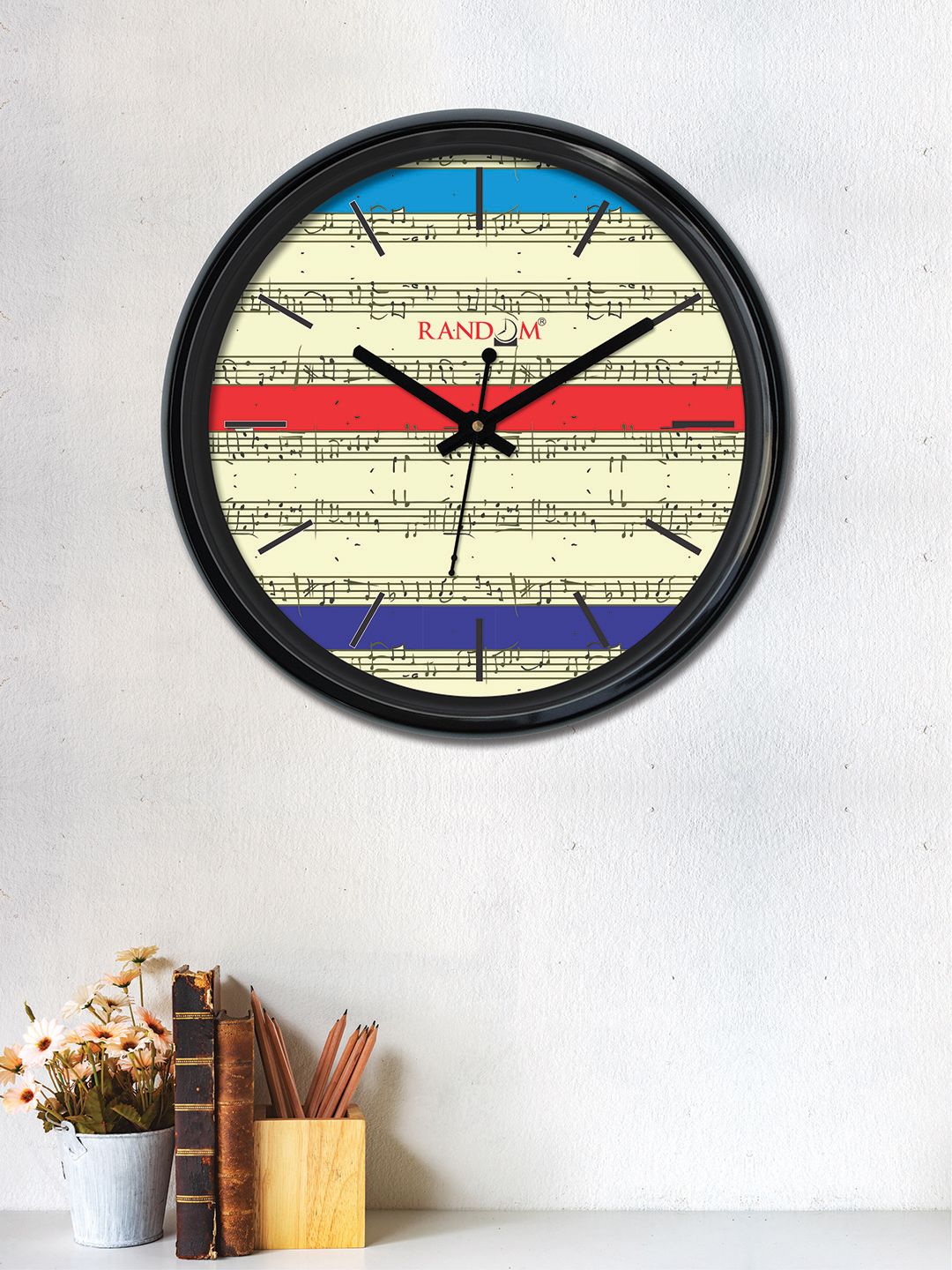 RANDOM Lime Green & Red Round Printed Analogue Wall Clock 30 cm Price in India