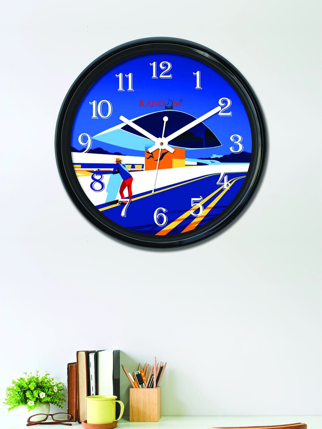 RANDOM Blue Round Printed Analogue Wall Clock 30 cm Price in India