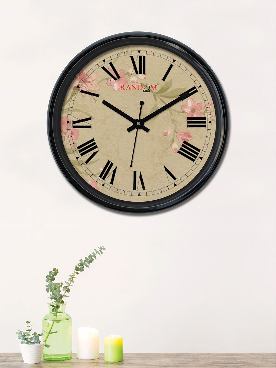 RANDOM Beige & Pink Round Printed Analogue Wall Clock (30 x 30 x 5) Price in India