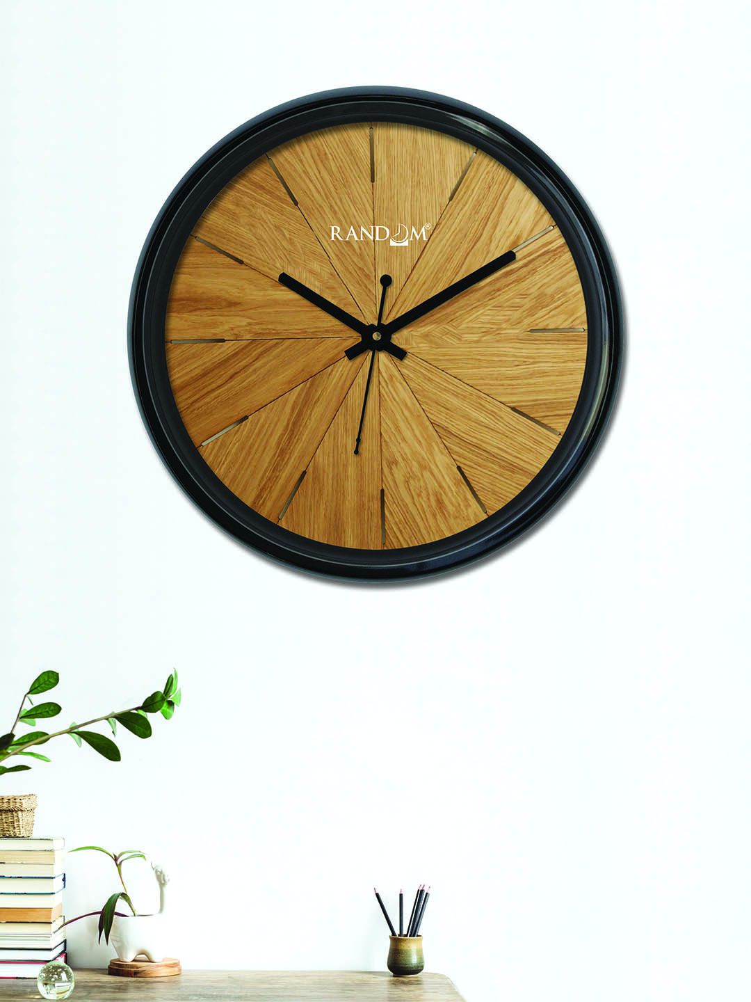 RANDOM Brown Round Solid 30 cm Analogue Wall Clock Price in India