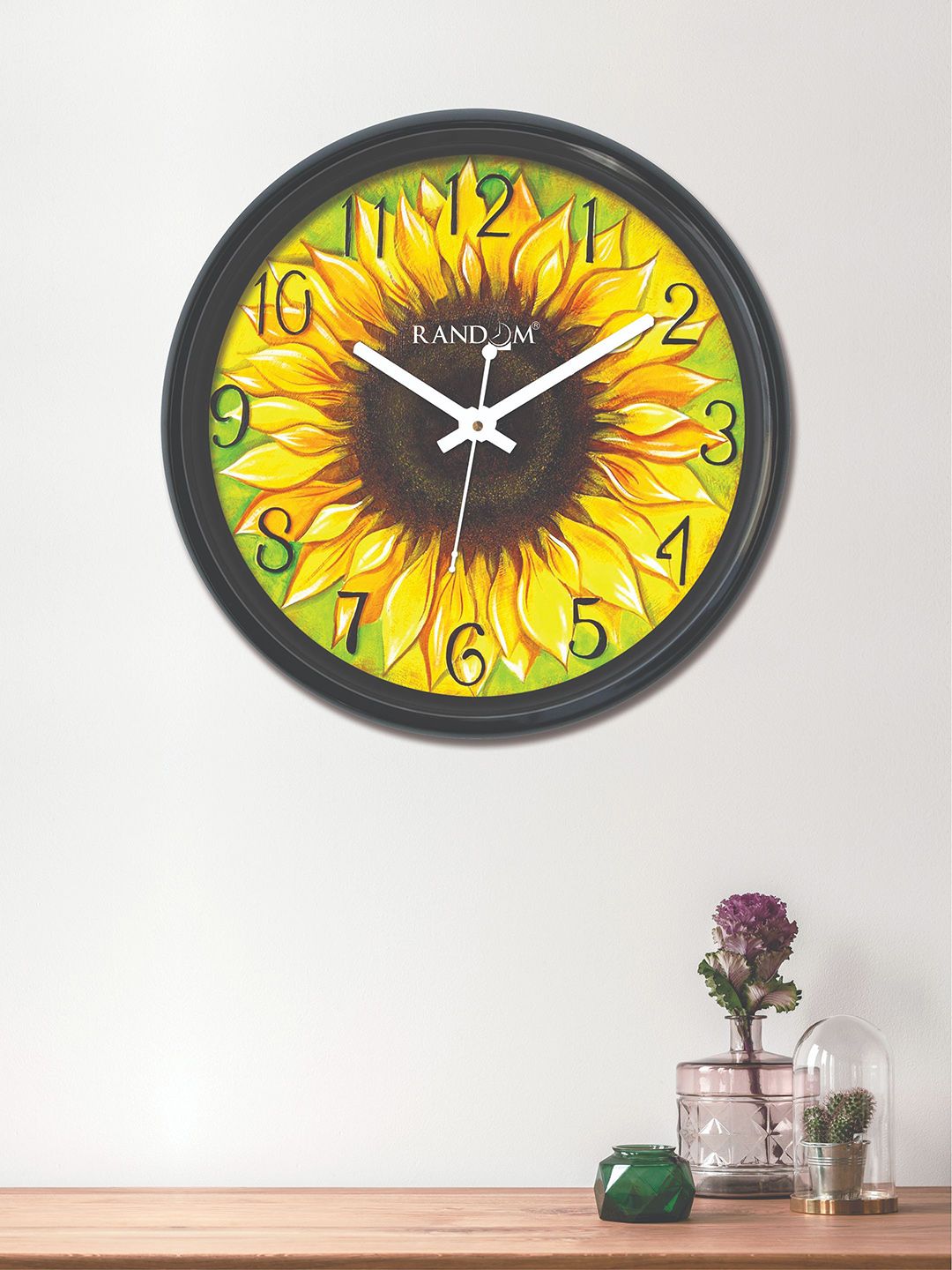 RANDOM Green & Yellow Round Printed 30 cm Analogue Wall Clock Price in India