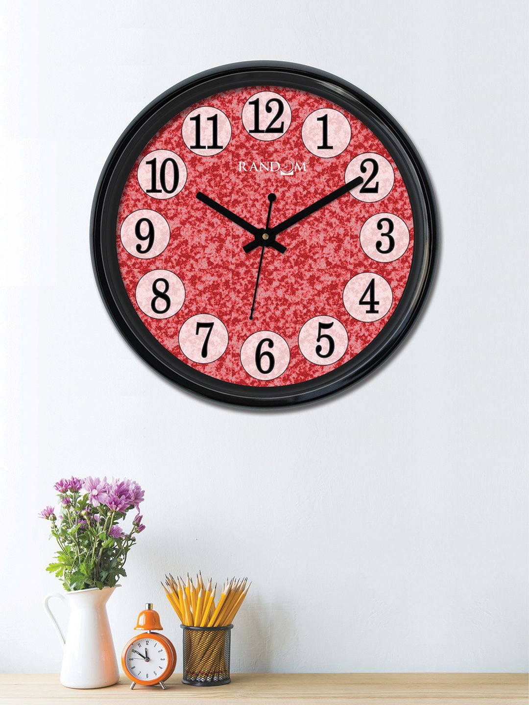 RANDOM Red Round Printed Analogue Wall Clock 30 cm Price in India
