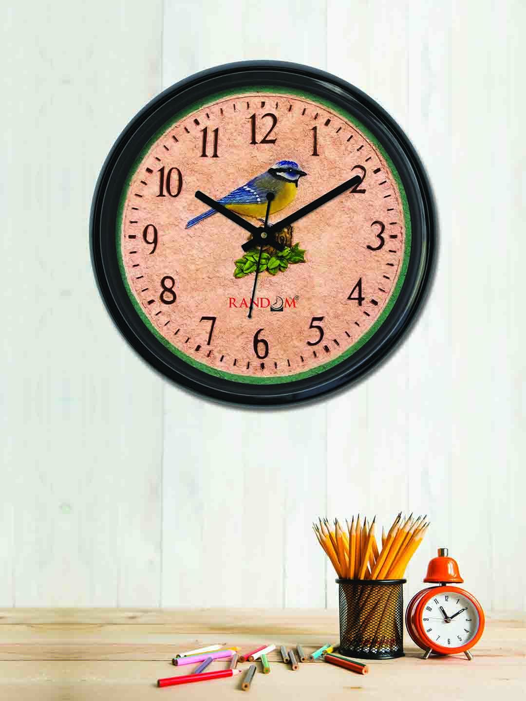 RANDOM Brown Round Printed Analogue 30 x 30 cm Analogue Wall Clock Price in India