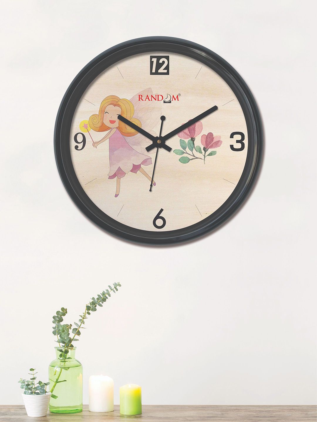 RANDOM Cream-Coloured & Pink Round Printed 30 cm Analogue Wall Clock Price in India