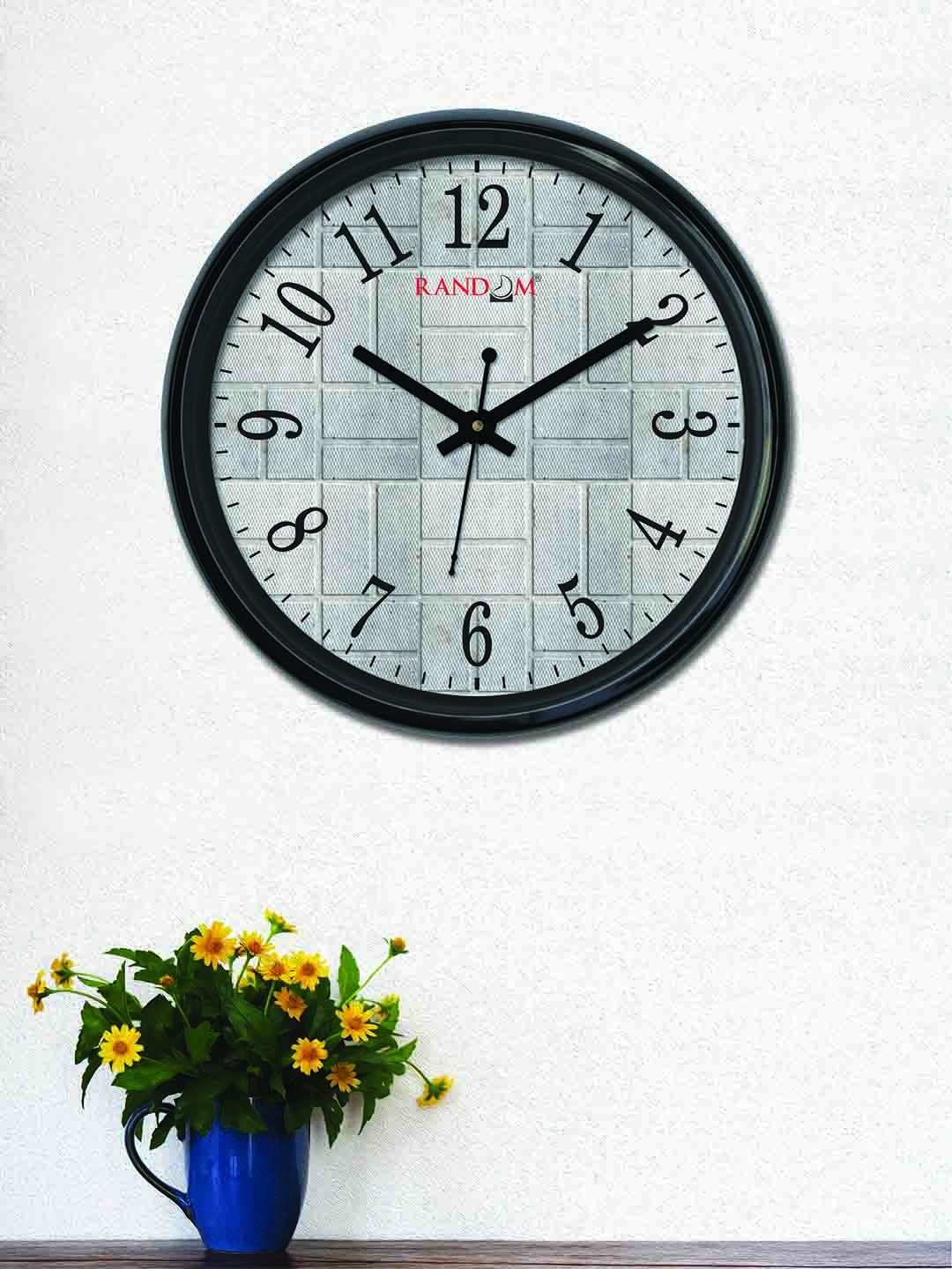 RANDOM Grey Round Printed Analogue Wall Clock 30 cm Price in India
