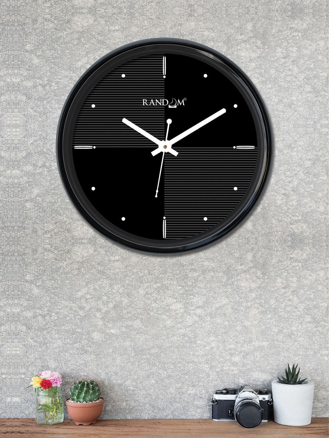 RANDOM Black Round Printed Analogue Wall Clock 30 cm Price in India