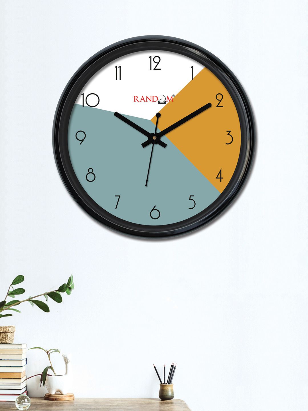 RANDOM White & Brown Round Colourblocked 30 cm Analogue Wall Clock Price in India