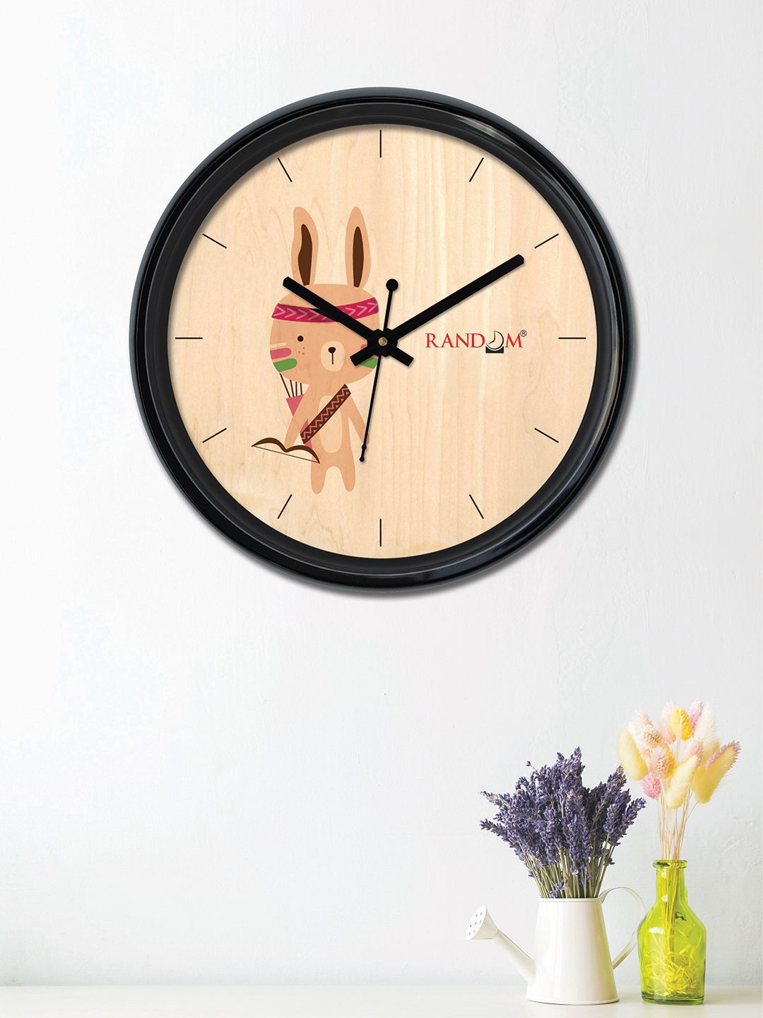 RANDOM Peach-Coloured Round Printed 30cm Analogue Wall Clock Price in India
