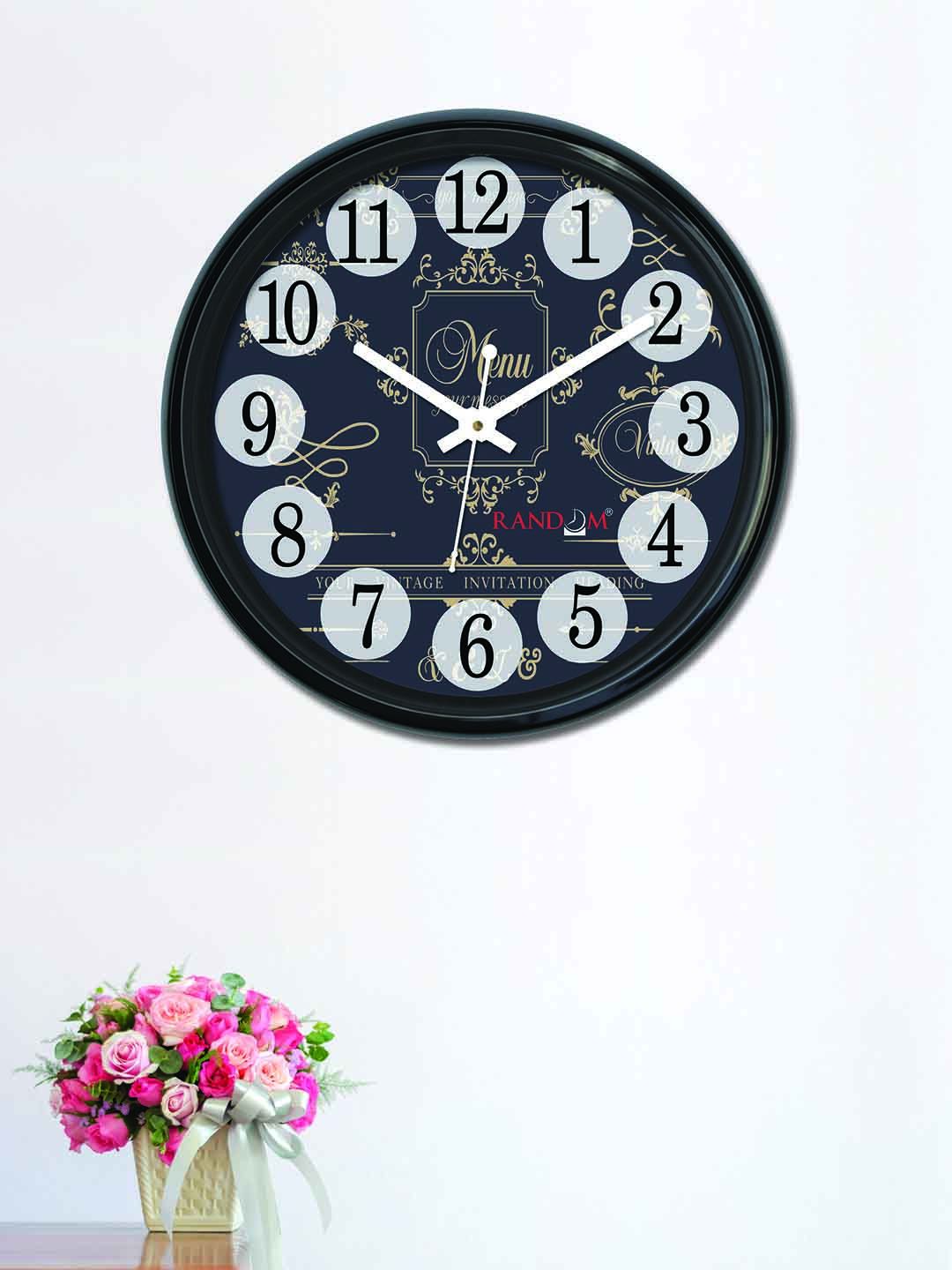 RANDOM Black Round Printed Analogue Wall Clock 30 cm Price in India