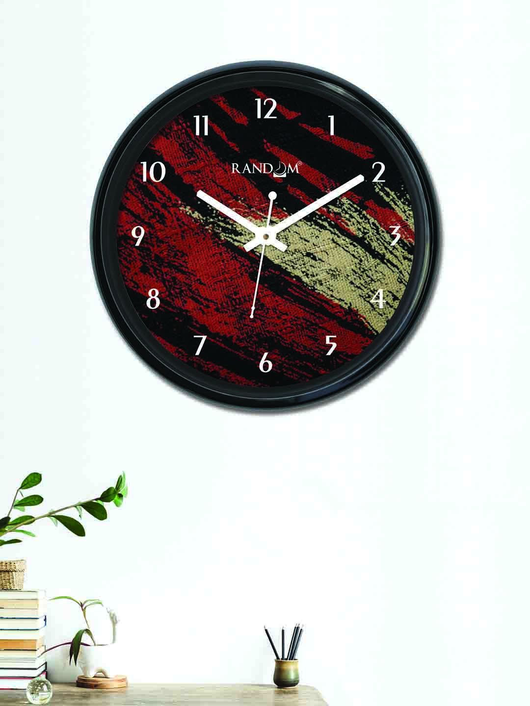 RANDOM Red & Black Round Printed 30 cm Analogue Wall Clock Price in India