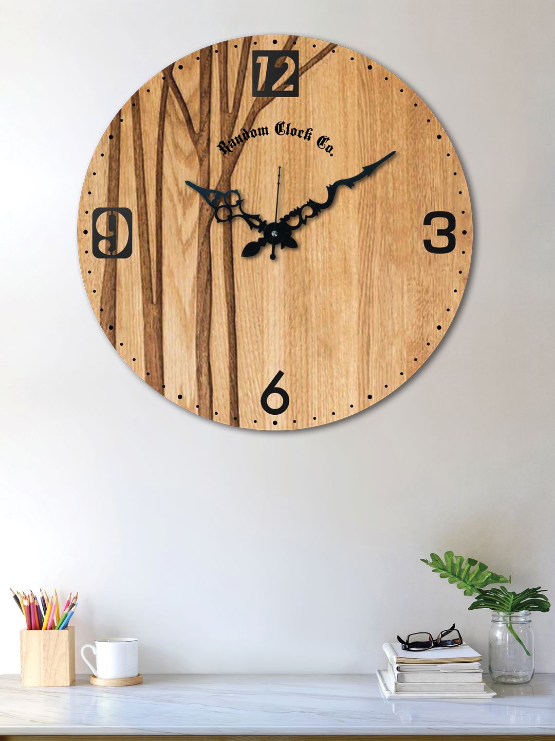 RANDOM Brown Round Printed Analogue Wall Clock Price in India