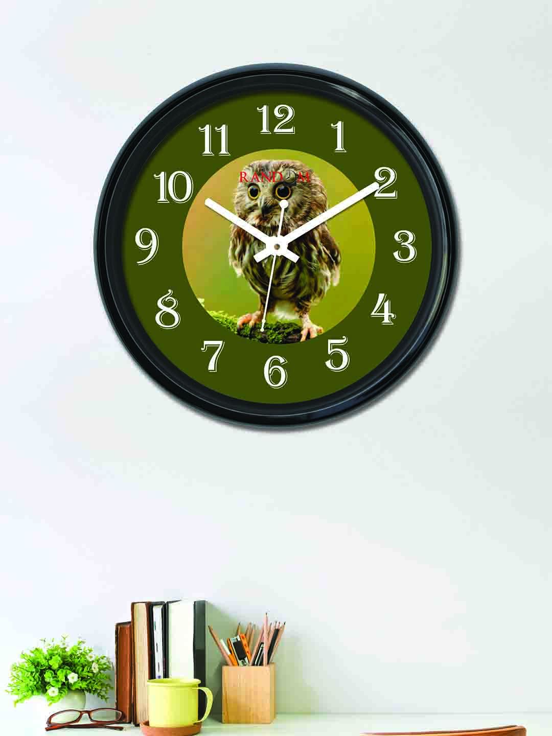 RANDOM Olive Green Round Printed Analogue Wall Clock 30 cm Price in India