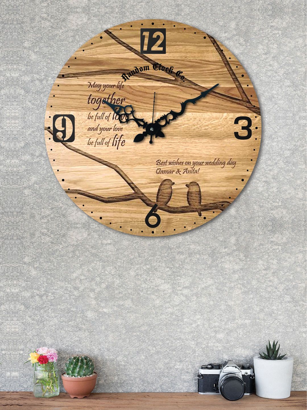 RANDOM Brown Round Printed Analogue Wall Clock Price in India