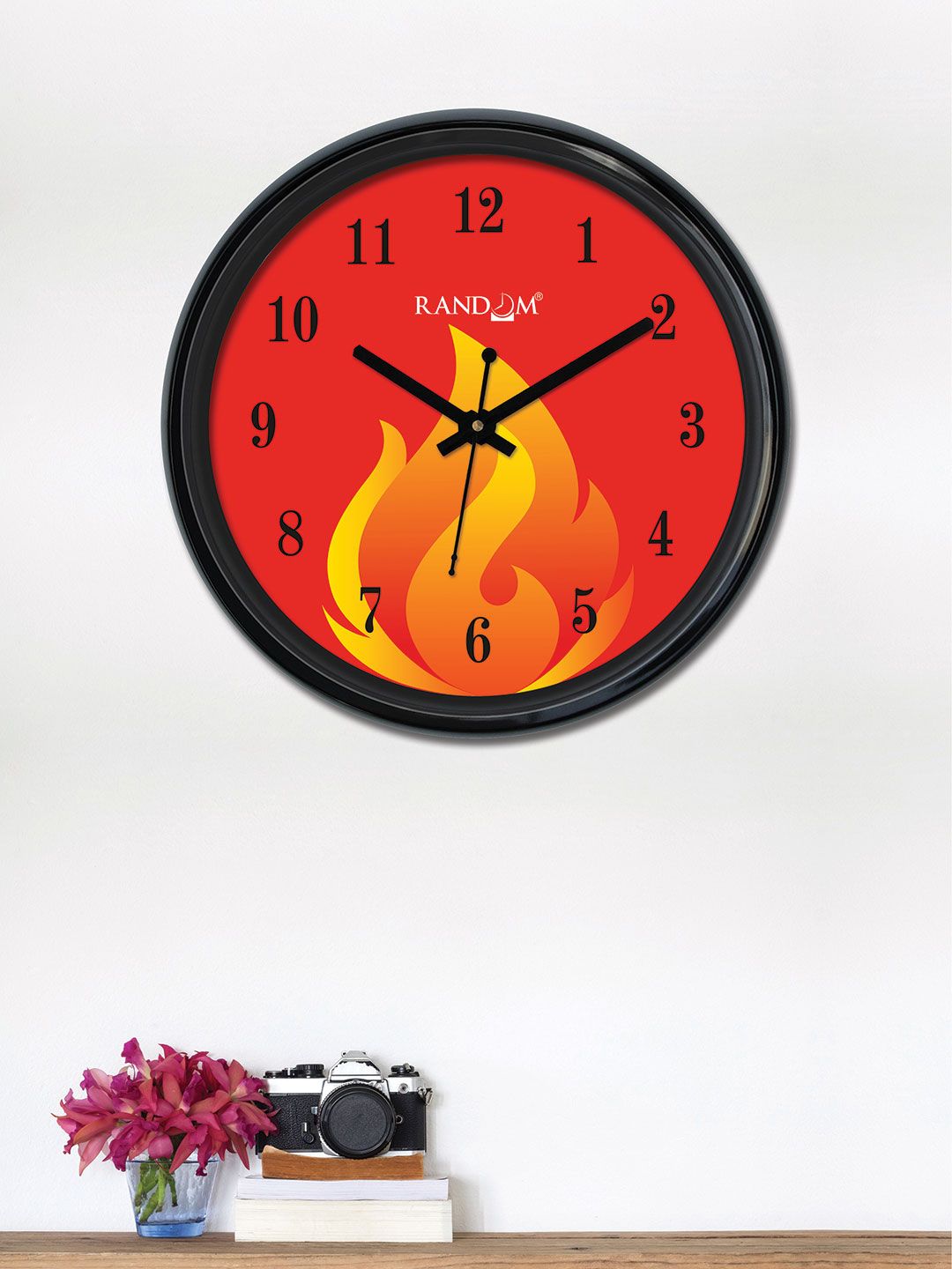RANDOM Red Round Printed Analogue Wall Clock (30 x 30 x 5) Price in India