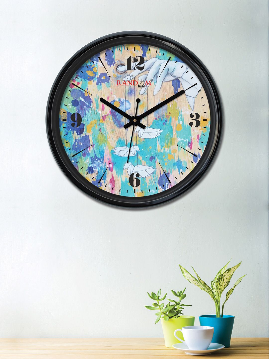 RANDOM Multicoloured Round Printed 30cm Analogue Wall Clock Price in India