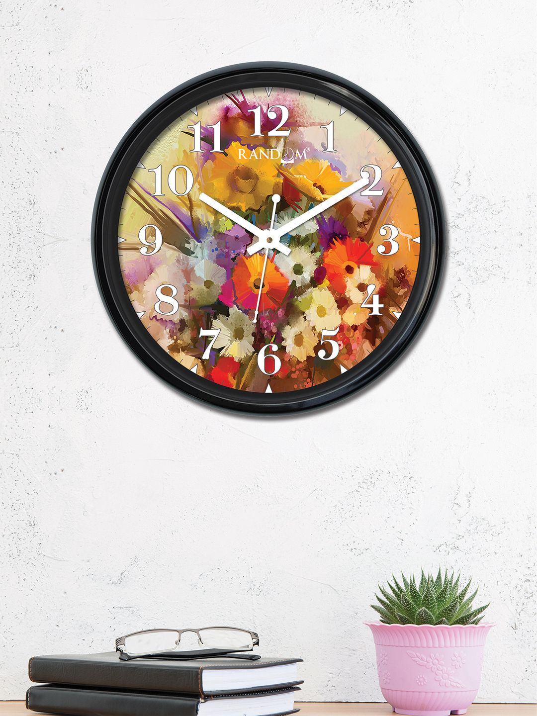 RANDOM Yellow & Pink Round Printed 30 cm Analogue Wall Clock Price in India